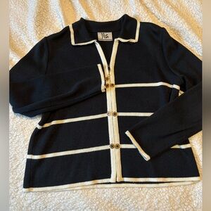 Black striped zip up sweater